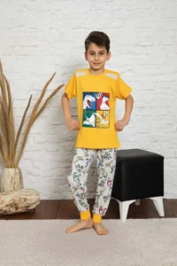 Tarık Boys' Pajama Set Karma Dino-100% Cotton