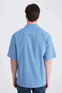 D'S Damat Ds Damat relaxed Blue Printed 100% Cotton Shirt - Image 3