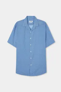 D'S Damat Ds Damat relaxed Blue Printed 100% Cotton Shirt - Image 5