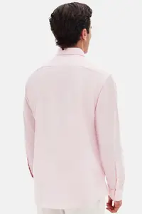 D'S Damat Ds Damat Comfort Pink Button Collar Relaxed Cut Linen Look 100% Cotton Shirt - Image 6
