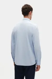 D'S Damat Ds Damat Comfort Blue Button Collar Relaxed Cut Linen Look 100% Cotton Shirt - Image 3