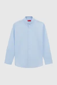 D'S Damat Ds Damat Comfort Blue Button Collar Relaxed Cut Linen Look 100% Cotton Shirt - Image 5