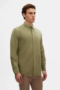 D'S Damat Ds Damat Comfort Green Button Collar Relaxed Cut Linen Look 100% Cotton Shirt - Image 2