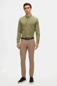 D'S Damat Ds Damat Comfort Green Button Collar Relaxed Cut Linen Look 100% Cotton Shirt - Image 4