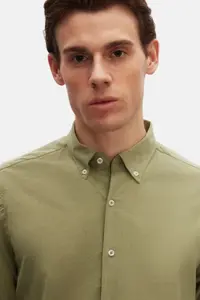 D'S Damat Ds Damat Comfort Green Button Collar Relaxed Cut Linen Look 100% Cotton Shirt - Image 6