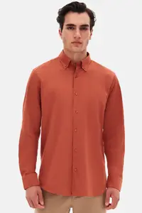 D'S Damat Ds Damat Comfort Tile Button Collar Relaxed Cut Linen Look 100% Cotton Shirt - Image 2