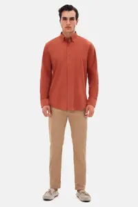 D'S Damat Ds Damat Comfort Tile Button Collar Relaxed Cut Linen Look 100% Cotton Shirt - Image 3