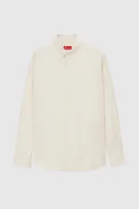 D'S Damat Ds Damat Comfort Beige Button Collar Relaxed Cut Linen Look 100% Cotton Shirt - Image 5