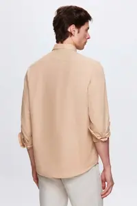 D'S Damat Ds Damat Comfort Mink Button Collar Relaxed Cut Linen Look 100% Cotton Shirt - Image 3