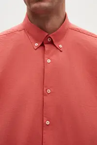 D'S Damat Ds Damat Comfort Pomegranate Blossom Button Collar Relaxed Cut Linen Look 100% Cotton Shirt - Image 2