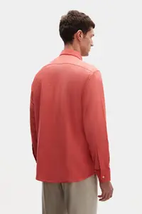 D'S Damat Ds Damat Comfort Pomegranate Blossom Button Collar Relaxed Cut Linen Look 100% Cotton Shirt - Image 3