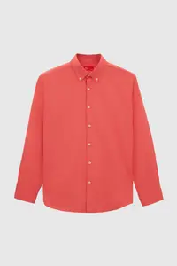 D'S Damat Ds Damat Comfort Pomegranate Blossom Button Collar Relaxed Cut Linen Look 100% Cotton Shirt - Image 5
