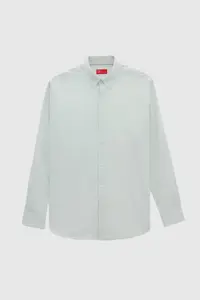 D'S Damat Ds Damat Comfort Water Green Button Collar Relaxed Cut Linen Look 100% Cotton Shirt - Image 5