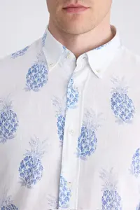D'S Damat Ds Damat slim Fit Blue Printed 100% Cotton Shirt - Image 2