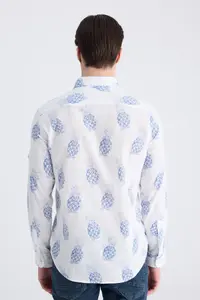 D'S Damat Ds Damat slim Fit Blue Printed 100% Cotton Shirt - Image 3