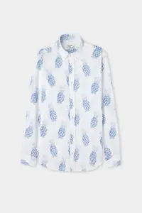 D'S Damat Ds Damat slim Fit Blue Printed 100% Cotton Shirt - Image 5