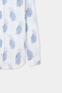 D'S Damat Ds Damat slim Fit Blue Printed 100% Cotton Shirt - Image 6