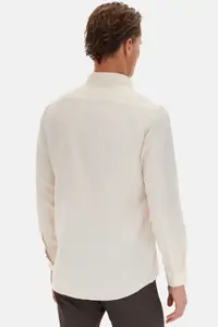 D'S Damat Ds Damat Slim Fit Beige Italian Collar Dobby Long Sleeve Easy to Iron Breathable Four Seasons - Image 4