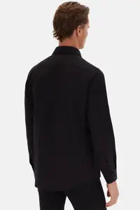 D'S Damat Ds Damat Slim Fit Black Italian Collar Dobby Long Sleeve Easy to Iron Breathable Four Seasons - Image 6