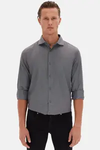 D'S Damat Ds Damat Slim Fit Anthracite Italian Collar Dobby Long Sleeve Easy to Iron Breathable Four-piece - Image 2