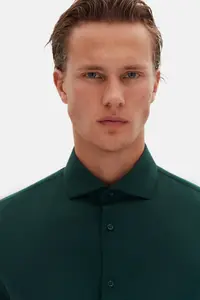 D'S Damat Ds Damat Slim Fit Dark Green Italian Collar Dobby Long Sleeve Easy to Iron Breathable Four-piece - Image 3