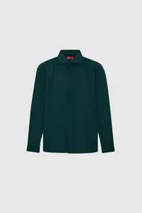 D'S Damat Ds Damat Slim Fit Dark Green Italian Collar Dobby Long Sleeve Easy to Iron Breathable Four-piece - Image 5