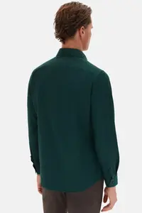 D'S Damat Ds Damat Slim Fit Dark Green Italian Collar Dobby Long Sleeve Easy to Iron Breathable Four-piece - Image 6