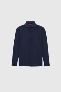 D'S Damat Ds Damat Slim Fit Navy Blue Italian Collar Dobby Long Sleeve Easy Ironable Breathable Four-piece - Image 5