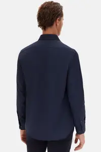 D'S Damat Ds Damat Slim Fit Navy Blue Italian Collar Dobby Long Sleeve Easy Ironable Breathable Four-piece - Image 6