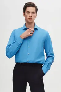 D'S Damat Ds Damat Slim Fit Blue Classic Tie Holder Long Sleeve Easily Ironable Shirt - Image 2