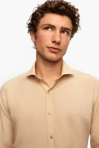 D'S Damat Ds Damat Slim Fit Beige Classic Tie Holder Long Sleeve Easily Ironable Shirt - Image 3