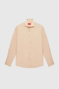D'S Damat Ds Damat Slim Fit Beige Classic Tie Holder Long Sleeve Easily Ironable Shirt - Image 5