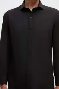 D'S Damat Ds Damat Slim Fit Black Classic Tie Long Sleeve Easily Ironable Shirt - Image 2