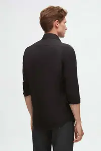 D'S Damat Ds Damat Slim Fit Black Classic Tie Long Sleeve Easily Ironable Shirt - Image 3
