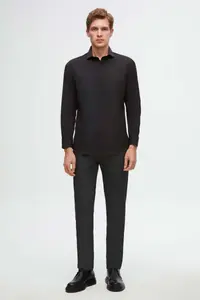 D'S Damat Ds Damat Slim Fit Black Classic Tie Long Sleeve Easily Ironable Shirt - Image 4