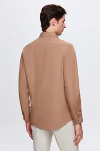 D'S Damat Ds Damat Slim Fit Brown Classic Tie Holder Long Sleeve Easily Ironable Shirt - Image 3