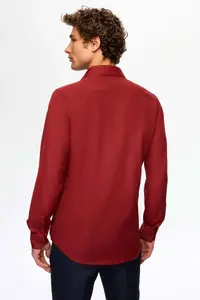 D'S Damat Ds Damat Slim Fit Claret Red Classic Tie Holder Long Sleeve Easily Ironable Shirt - Image 4