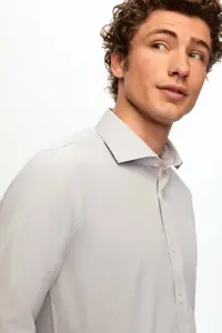 D'S Damat Ds Damat Slim Fit Gray Classic Tie Holder Long Sleeve Easily Ironable Shirt - Image 2