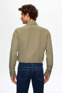 D'S Damat Ds Damat Slim Fit Khaki Classic Tie Long Sleeve Easily Ironable Shirt - Image 4