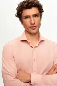 D'S Damat Slim Fit Dusty Rose Italian Collar Slim Cut Classic Tie Long Sleeve Easy to Iron - Image 2