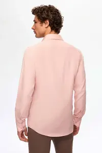D'S Damat Slim Fit Dusty Rose Italian Collar Slim Cut Classic Tie Long Sleeve Easy to Iron - Image 4