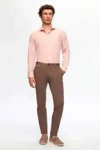 D'S Damat Slim Fit Dusty Rose Italian Collar Slim Cut Classic Tie Long Sleeve Easy to Iron - Image 6