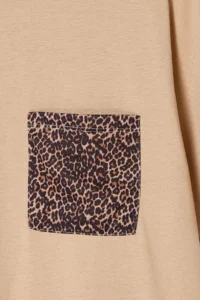 Trendyol Curve Beige Oversized animals Printed Pocket detailed 100% Cotton Knitting Plus Size T-Shirt - Image 6