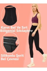 MİSTİRİK Fury Model Corset Sports Tights Firming Tights with Effective Belly Melting Tight Tights Black Color - Image 3