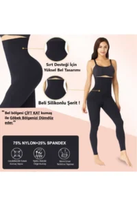 MİSTİRİK Fury Model Corset Sports Tights Firming Tights with Effective Belly Melting Tight Tights Black Color - Image 6