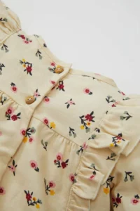 DeFacto Baby Girl Crew Neck Twill Floral Patterned Long Sleeve Shirt - Image 2