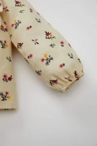 DeFacto Baby Girl Crew Neck Twill Floral Patterned Long Sleeve Shirt - Image 3