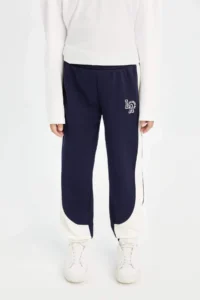 DeFacto Girls' Printed Navy Blue Jogger Sweatpants with Elastic Waist Cuff - Image 4