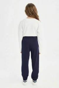 DeFacto Girls' Printed Navy Blue Jogger Sweatpants with Elastic Waist Cuff - Image 6