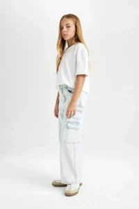 DeFacto DFC - Girl's Wide Leg Cargo Wide Leg Jean Trousers - Image 3